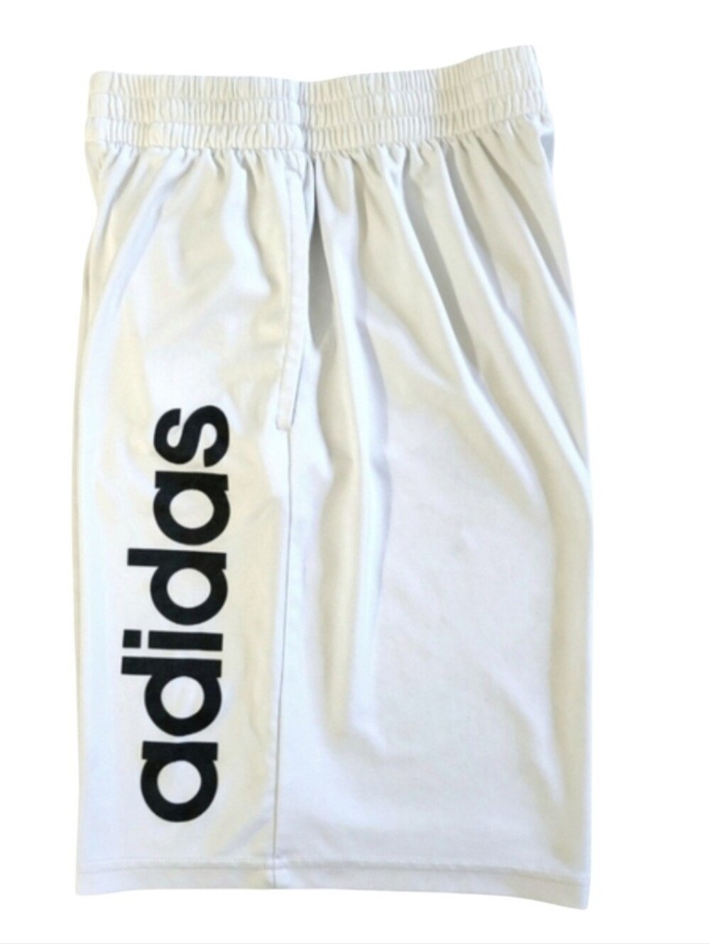 Adidas White Athletic Shorts with Black Branding Size Medium Youth